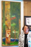 Susann Williamson beside Edward Epp's painting